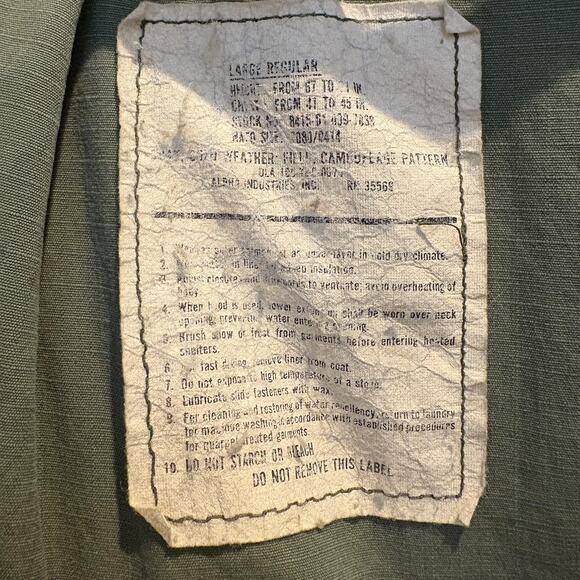 Vintage 1983 U.S. Army M-65 Field Jacket Large Woodland Camo Alpha Industries - Picture 3 of 16